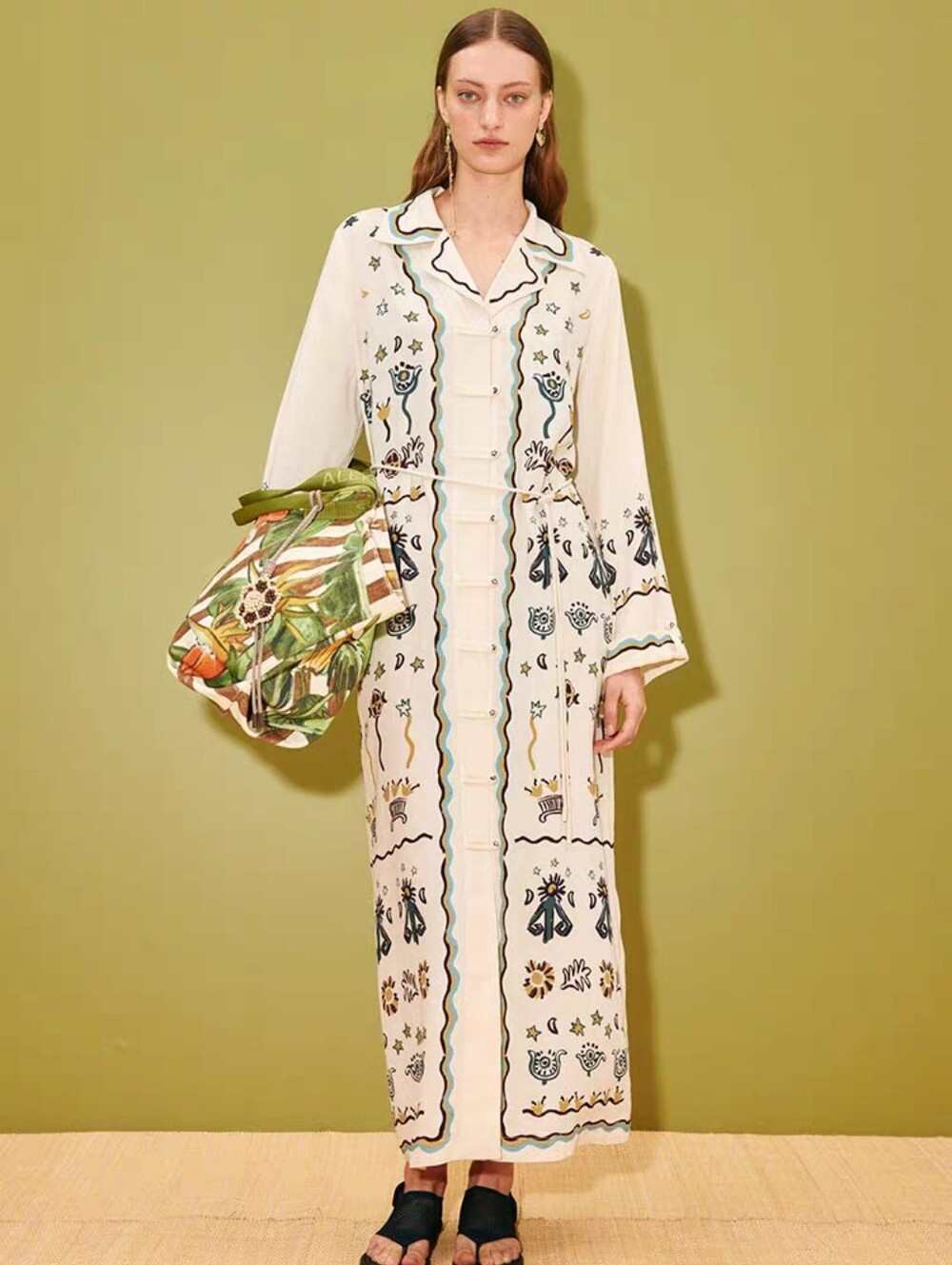 ALEMAISSun Dancer tie-waist shirt dress US 2